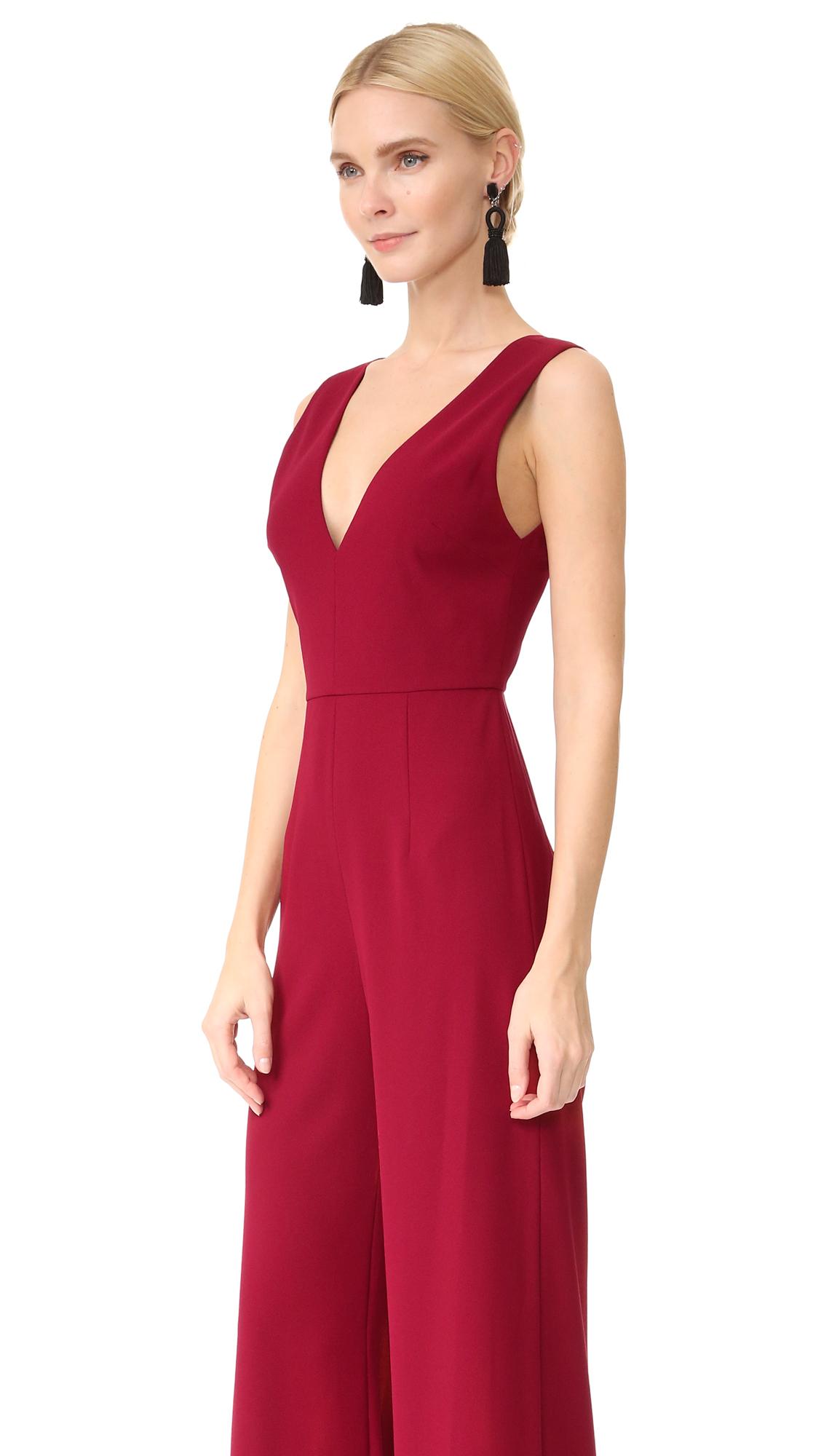 Alice Olivia Lina Double V Neck Jumpsuit in Red Lyst